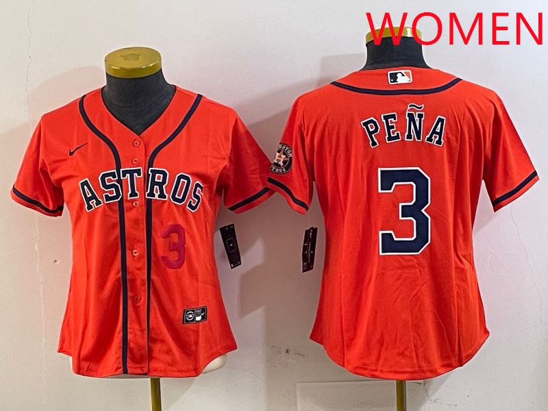Women Houston Astros 3 Pena Orange Game 2025 Nike MLB Jersey style 4